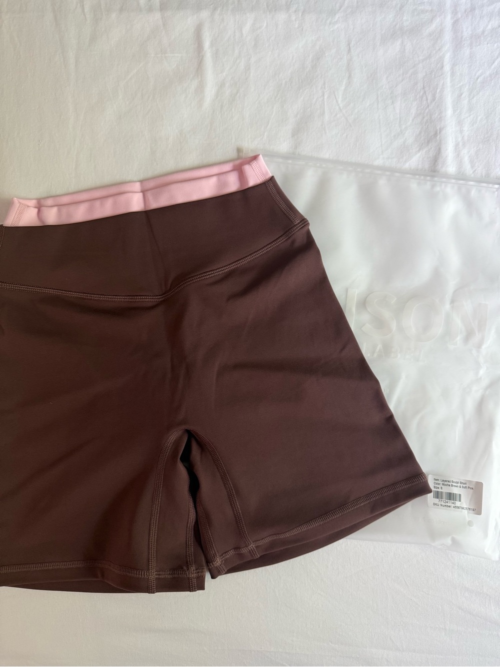LAYERED SCULPT SHORT - MOCHA BROWN & SOFT PINK - S - NWT - Picture 5 of 8